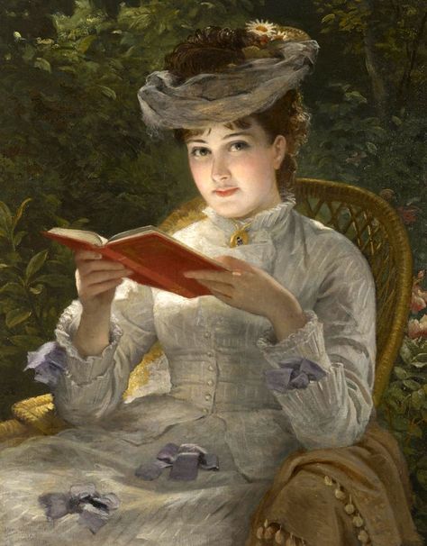 stunning women of the 19th century | summer beauty (19th century). English School. Artist Unknown, Oil on ... Book Pictures, Reading Art, Reading A Book, Woman Reading, Victorian Art, Summer Beauty, 그림 그리기, Beautiful Paintings, Classic Art