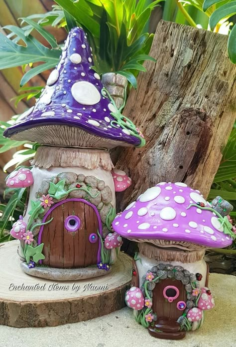 Fairy House Crafts, Clay Fairy House, Mushroom Crafts, Clay Jar, Clay Fairy, Fairy House Diy, Fairy Jars, Fairy Garden Crafts, Clay Fairies