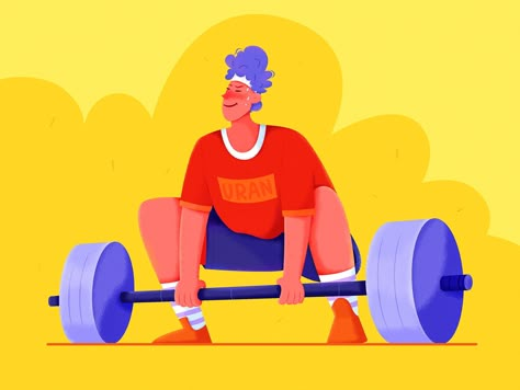 Weight Lifting by Uran on Dribbble 달력 디자인, Lift Design, Sport Illustration, Affinity Designer, Saint Charles, Flat Style, Flat Illustration, Show And Tell, Character Illustration