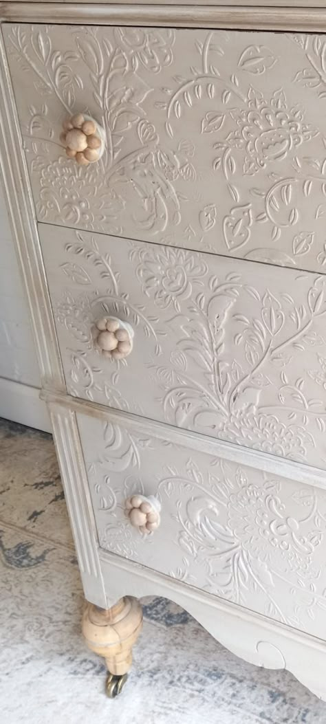 Refurbished Chest, Furniture Recycle, Anthropologie Furniture, Raised Stencil, Furniture Makeover Inspiration, White Washed Furniture, Refinishing Furniture Diy, Furniture Fix, Painted Drawers