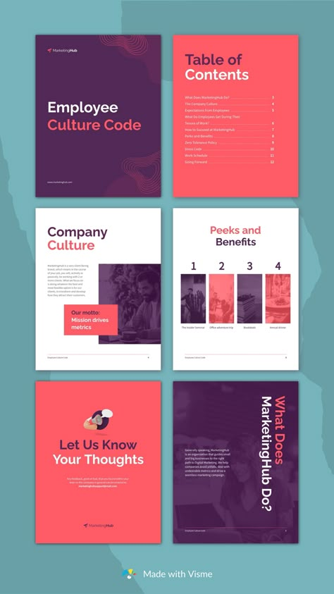 Employee Benefits Guide Design, Employee Handbook Design Ideas, Diagonal Design Layout, Employee Handbook Cover Design, Employee Onboarding Template, Employee Handbook Design Layout, Employee Handbook Ideas, Internal Communications Design, Handbook Design Layout