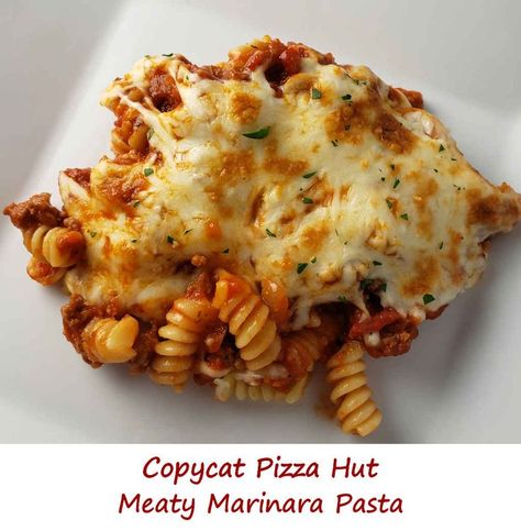 Pizza Hut Pasta Recipe, Pizza Hut Pasta, Cavatini Recipe, Copycat Pizza Hut, Marinara Pasta, Pasta Marinara, Marinara Recipe, Potato Pasta, Meat Pasta