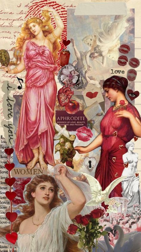 Vintage Painting Aesthetic, Aesthetic Goddess, Aphrodite Aesthetic, Aphrodite Goddess, Greek Mythology Gods, Painting Aesthetic, Greek Gods And Goddesses, Collage Background, Goddess Of Love