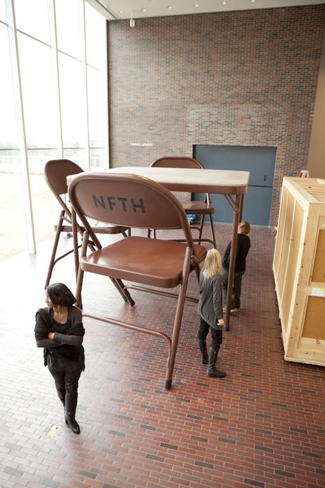 "Lifelike" at The Walker Art Center Folding Table And Chairs, Oversized Furniture, Walker Art Center, Walker Art, Folding Dining Table, Art Chair, Study Rooms, Types Of Furniture, Sculpture Installation