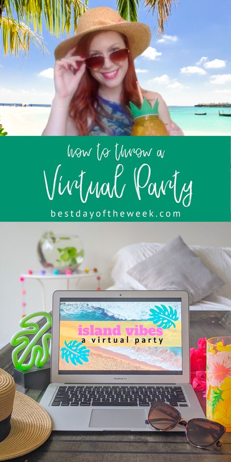 Stay connected with friends and family while self isolating or quarantining by hosting a virtual party. We've outlined theme ideas, the best programs to use including Zoom, game options like Jackbox and invitation ideas. Virtual Invitations, Island Party, Powerpoint Games, Island Theme, Beach Themed Party, Hawaiian Theme, Virtual Party, Islands Of Adventure, Facebook Event