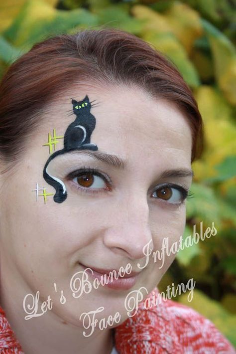 Black Cat Face Paint, Cat Face Paint, Easy Halloween Face Painting, Facial Painting, Animal Face Paintings, Cheek Art, Face Painting Easy, Kids Face Paint, Face Paintings