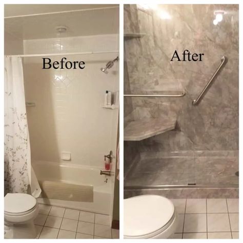 Replace Tub With Shower, Beige Bathroom Floor, Sandy Bathroom, Convert Tub To Shower, Bathroom Renovation Shower, Granny Suite, Pretty Bath, Accessible Bathroom Design, Tub To Shower Conversion