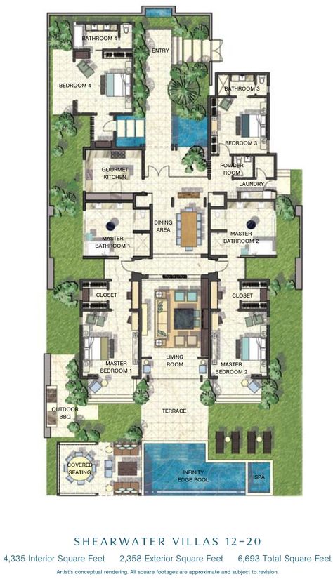 nice ideas here for waterfront Best Kitchen Layout, Suite Ideas, Caribbean Villas, Sims House Plans, House Layout Plans, Luxury House Plans, Trendy Bedroom, House Blueprints, Modern House Plans