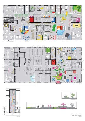 Floor plan / Rosan Bosch Studio Kindergarten Floor Plan, Kindergarten Plan, Kindergarten Architecture, School Floor Plan, School Floor, Library Plan, Office Floor Plan, School Building Design, Daycare Design