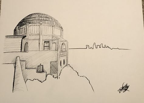 Griffith observatory sketch, JorDawn Design pen and ink Griffith Observatory, Pen And Ink, I Shop, Sketch, Pen, Male Sketch, Tattoos, Drawings, Art