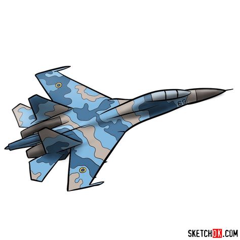 How to draw Russian Sukhoi Su-27 jet Su 30 Sukhoi, How To Draw A Jet Plane Step By Step, Fighter Jet Drawing, Sukhoi Su 30, Russian Jet, Plane Drawing, Independence Day Drawing, Airplane Coloring Pages, Jet Privé