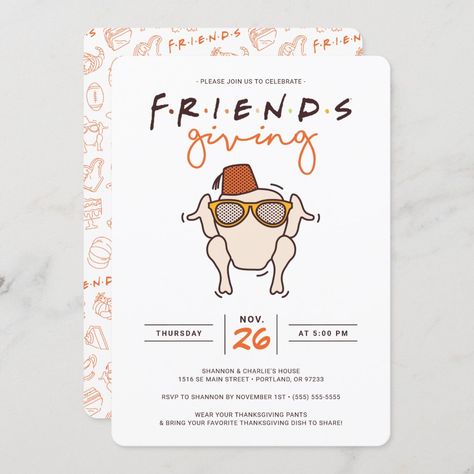 Invite all your friends to your F.R.I.E.N.D.S. Thanksgiving dinner withthese super cute Friendsgiving invitations. Personalize by adding all your party details! Friendsgiving Invitations, Friendsgiving Dinner Party, Senior Year Fun, Happy Friendsgiving, Friendsgiving Invite, Monica And Chandler, Thanksgiving Friendsgiving, Friendsgiving Party, Friendsgiving Dinner