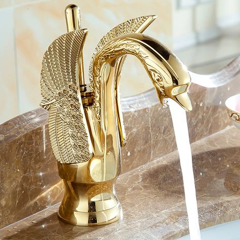 Taps For Bathroom, Gold Swan, Modern Deck, Brass Swan, Faucet Accessories, Oil Brush, Basin Mixer Taps, Black Oil, Basin Mixer