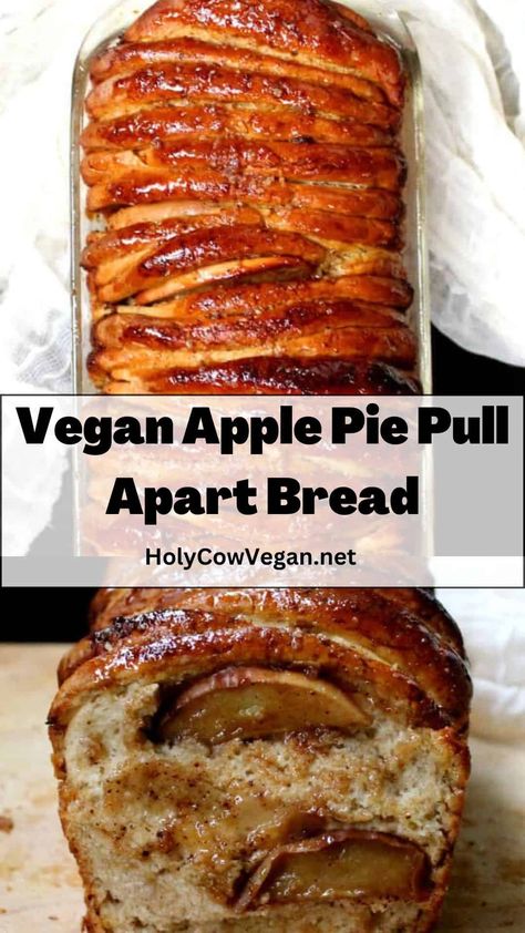 This vegan Apple Pie Pull-Apart Bread is fun to bake and eat! Apples are baked inside a fluffy pull-apart bread with warm spices like cinnamon and nutmeg. A soy-free, nut-free recipe. Vegan Apple Loaf, Vegan Pull Apart Bread, Vegan Apple Desserts, Vegan Apple Recipes, Vegan Apple Bread, Bread Business, Vegan Bread Recipe, Muffins Breakfast, Vegan Apple Pie