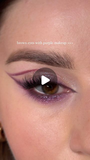 Purple Eyeliner Brown Eyes, Purple Eyeliner Looks, Eyeliner Brown Eyes, Eye Makeup Purple, Eyeliner Brown, Purple Eyeliner, Brown Eyeliner, Easy Makeup Tutorial, Purple Makeup