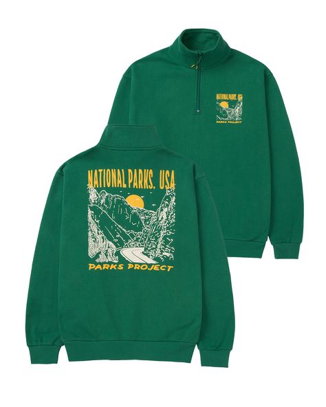 Puff Print Quarter Zip Fleece With Designs Inspired By National Parks Casual Sweatshirt For Camping, Youth Group Shirts, Parks Project, Quarter Zip Fleece, National Parks Usa, Puff Print, Print Graphic, Crew Sweatshirts, Hiking Trip