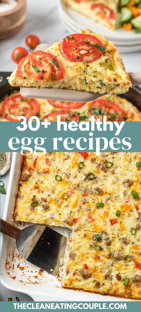 Recipe Using Egg Whites, Healthy Egg Bake, Egg Breakfast Recipes, Super Easy Casseroles, Vegetable Frittata Recipes, Hashbrown Casserole Easy, The Clean Eating Couple, Clean Eating Couple, White Recipes