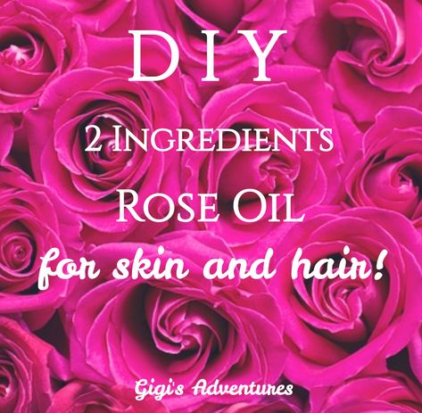 DIY 2 Ingredients Rose Oil for skin and hair Diy Rose Oil With Coconut Oil, Benefits Of Rose Oil For Hair, Making Rose Oil, Rose Hair Spray Diy, Rose Oil For Hair Growth, Rose Petal Uses For Skin, Diy Rose Oil How To Make, Diy Rose Water For Hair, Homemade Rose Oil