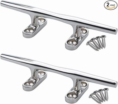 Amazon.com : MIZUGIWA Boat Cleat 316 Stainless Steel Dock Cleat 4" 5" 6" 8" Open Base Cleats Boat Dock Cleats Rope Cleat with Fasteners for Boat Docks,Decks,Kayaks,Marine,Nautical Decor,Silver/Black,Pack of 2 : Sports & Outdoors Boat Cleat, Dock Cleats, Boat Docks, Boat Cleats, Sport Boats, Marine Boat, Boat Dock, Kayaks, Jet Ski