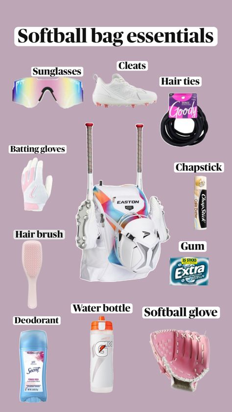 Softball Bag Essentials, Softball Essentials, Softball Bag, Softball Bags, Softball Season, Softball Life, Softball Gloves, Batting Gloves, Bag Essentials