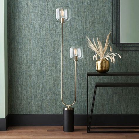 The Joey collection is contemporary in style with classic undertones and incorporates clean lines and contrasting brass detailing with black metalware. The perfect addition to a modern decor. . . . #exclusivelightingltd #lighting #floorlamp #tablelamp #Pendant #walllights #flush #glass #joey #lightingcollection Modern Rooms, Picture Frame Shelves, Glass Floor Lamp, Task Floor Lamp, Floor Standing Lamps, Black Floor, Glass Floor, Crystal Wall, Black Floor Lamp