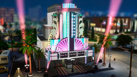 Casino Sims 4 Cc, Sims 4 Casino Build, Sims 4 Casino, Nightclub Names, Art Deco Theater, Sims 4 Stories, Sims 4 House Building, Sims 4 Houses, Cottage Living