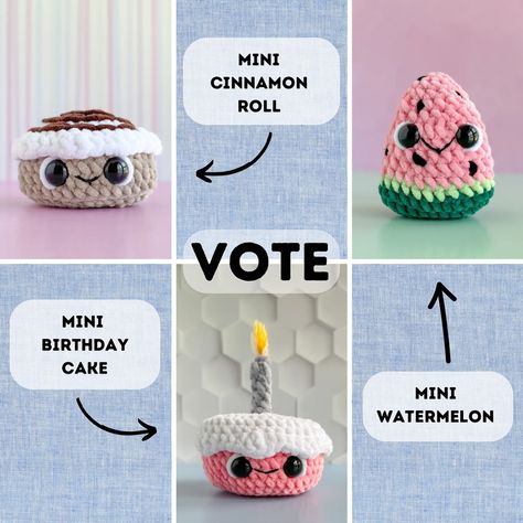 I wanna know your favorite mini from my last three pattern releases! 🍥🎂🍉 Here’s a few reasons why I love minis!! Quick Gratification: Who doesn’t love that instant feel-good factor? With minis, you get to fast-track your way to a FO! It’s like hitting the crochet jackpot in record time. Whoosh, and you’ve got yourself a cute little Cinnamon Roll to show off! Portability: Say hello to your new Mini Watermelon, the ultimate on-the-go project! Minis are like the pocket-sized superheroes of t... Mini Birthday Cake, Mini Watermelon, Mini Cakes Birthday, Crochet Animals Free Patterns, Cinnamon Roll, Fast Track, Crochet Animals, Cinnamon Rolls, Free Patterns