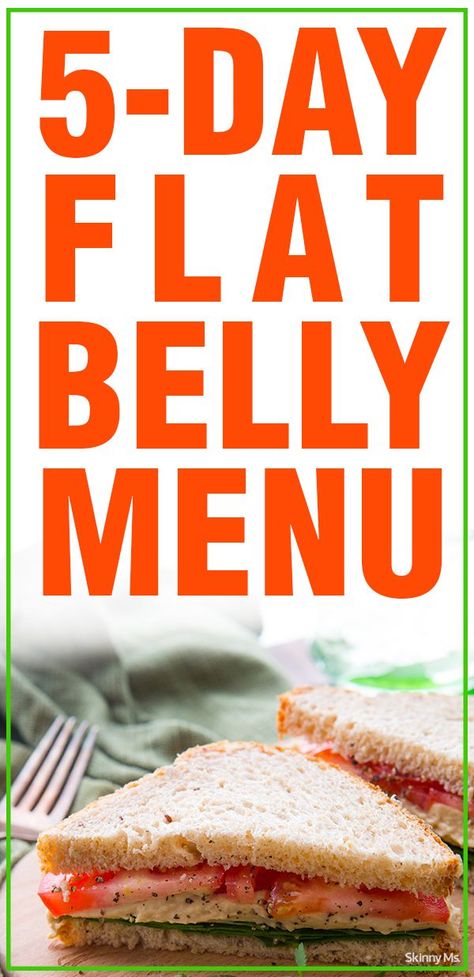 5-Day Flat Belly Menu - delicious and healthy recipes to help you get and maintain a flat belly!  #flatbellyrecipes #cleaneatingrecipes Flat Belly Foods, Flat Belly Diet, Diet Vegetarian, Healthy Diet Recipes, 21 Day Fix, Fat Fast, Flat Belly, Diet Tips, Clean Eating Recipes