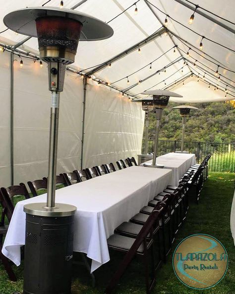 When there's not enough office space indoors for all of your employees, consider taking your holiday party, outdoor! Move your holiday office party outside with our tent rentals, tables, chairs, outdoor heaters, and more! We offer a variety of tent sizes, tables, chairs, linens, outdoor heaters, catering equipment, and more! Visit us at tlapazolapartyrentals.com/ to book your next office holiday party! Our calendar is filling up fast. - - - - - - - #CorporateHolidayParty #HolidayParty #Holida Outdoor Tent Party, Party Rental Ideas, Party Rentals Business, Tent Heater, Party Rentals Equipment, Party Outside, Corporate Holiday Party, Chairs Outdoor, Office Holiday Party