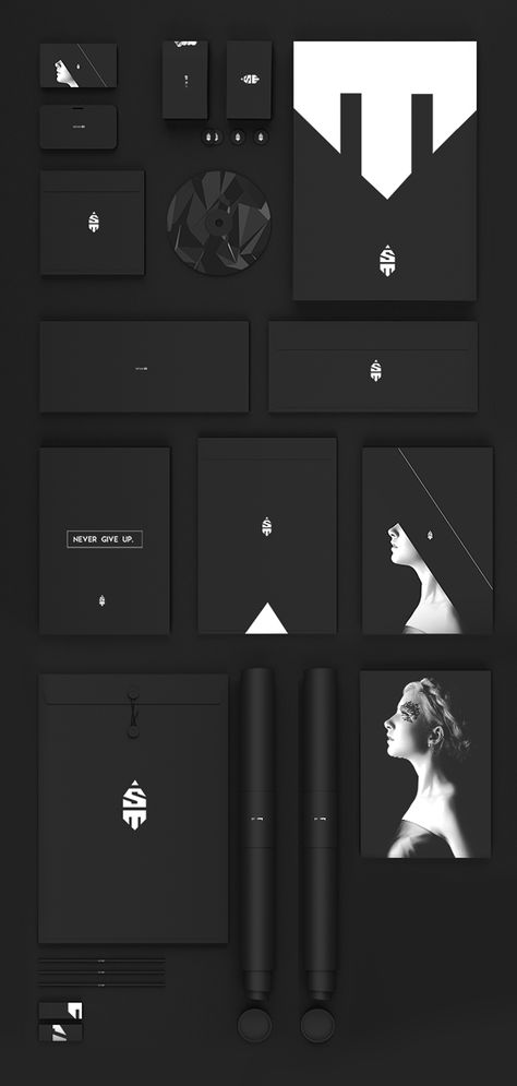 Black Brand Identity, Black Stationary, Corporate Stationary, Stationary Branding, Of Logo Design, Business Card Mockup, Brand Manual, Product Showcase, Logo Design Inspiration Branding