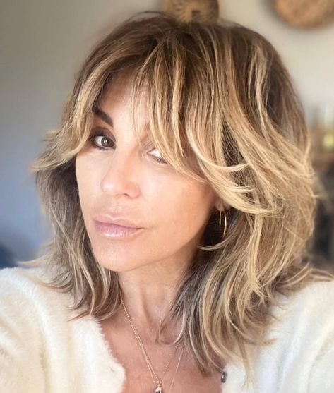 Curtain Bangs 40 Year Old, Haircuts That Make You Look Younger, Honey Blonde Hair Color, Low Maintenance Haircut, Honey Blonde Hair, Helena Christensen, Short Hair Balayage, Curtain Bangs, Years Younger