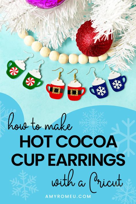 Things To Make With Faux Leather Cricut, Christmas Earrings Diy Cricut, Faux Leather Cricut, Leather Cricut, Diy Christmas Earrings, Cricut Earrings, Earring Christmas, Christmas Main, Cricut Christmas Ideas