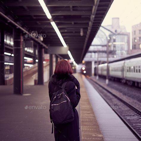 Railway station. Beautiful girl is standing on platform and waiting for train. Woman travels light by Natabuena. Railway station. Beautiful girl is standing on platform and waiting for train. Woman travels light in evening. Middle... #Sponsored #standing, #platform, #waiting, #girl Train Poses, Songs Aesthetic, Train Pics, Train Platform, Work Train, Girl Train, Good Insta Captions, Train Tour, Travel Pictures Poses