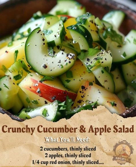 Apple Cucumber Salad, Tasteful Recipes, Holiday Salad, Apple Salad Recipes, Holiday Salads, Grandma Cooking, Apple Salad, Vegetarian Meals, Mediterranean Diet Recipes