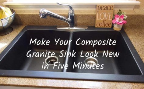 Composite Granite Sink Black Granite Sink, How To Clean Granite, Granite Composite Sinks, Composite Sink, Black Sink, House Chores, Clean Sink, Granite Sink, Fine Minerals