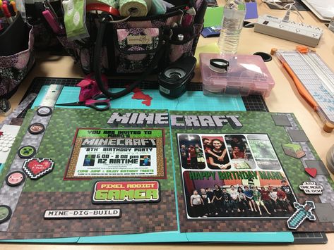 I Spy a fabulous Mine Craft Project by Kristan Paolacci! - Scrapbook.com Minecraft Scrapbook Layout, Minecraft Scrapbook, Minecraft Layouts, School Layouts, Lego Minecraft, I Spy, Scrapbook Layout, Scrapbooking Ideas, Scrapbook Ideas