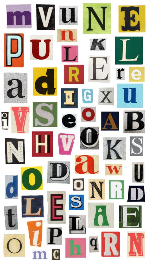 Letters In Fonts, Collage Alphabet Letters, Letters Cut Out, Letter Cutouts Aesthetic, News Paper Letters Cut Outs, Magazine Clipping Letters, Scrapbooking Letters Alphabet, Cut Out Magazine Letters, Words For Collage