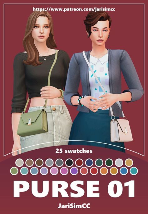 JariSimCC Purse 01 | Patreon Ts4 Purse Cc, Sims 4 Purse Cc Maxis Match, Sims 4 Purse Accessory, Sims 4 Purse, Sims 4 Purse Cc, Sims 4 Cc And Mods, Maxis Match Clothes, Body Presets, Sims Design