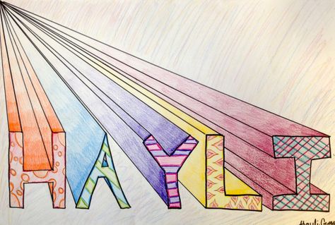 3d Name Art, Name Art Drawing, Name Art Projects, Art Assessment, Op Art Lessons, Education Worksheets, Name Design Art, Art Rooms, Name Drawings