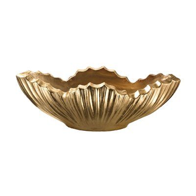 Red Barrel Studio Casco Bay Novelty Decorative Bowl Color: Gold Gold Planter, Planters For Sale, Fiberglass Planters, Outdoor Living Decor, Decorative Planters, Elk Lighting, Planter Pots Indoor, Centerpiece Bowl, Organic Form