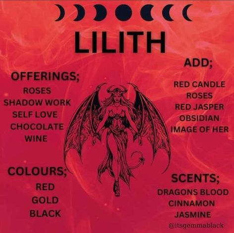 Lilith Colors, Lilith Alter Ideas, Altars Witchcraft, Lilith Deity, Lilith Alter, Working With Lilith, Lilith Altar, Create An Altar, Lady Lilith