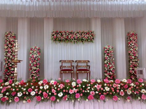 Stage Flower Arrangements, Church Stage Decor, La Purisima, Wedding Stages, Floral Words, Wedding Background Decoration, Marriage Decoration, Stunning Bridesmaid Dresses, Stage Decoration