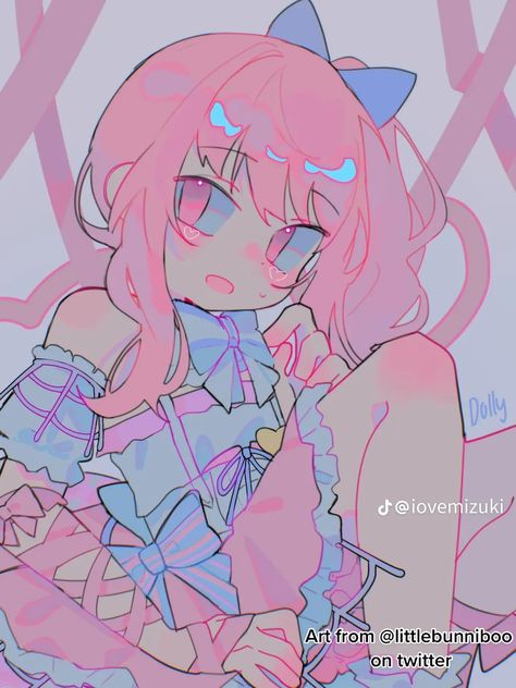 Dolly On Twitter, Not Mine, Art Style, On Twitter, Twitter, Hair, Anime, Pink, Blue