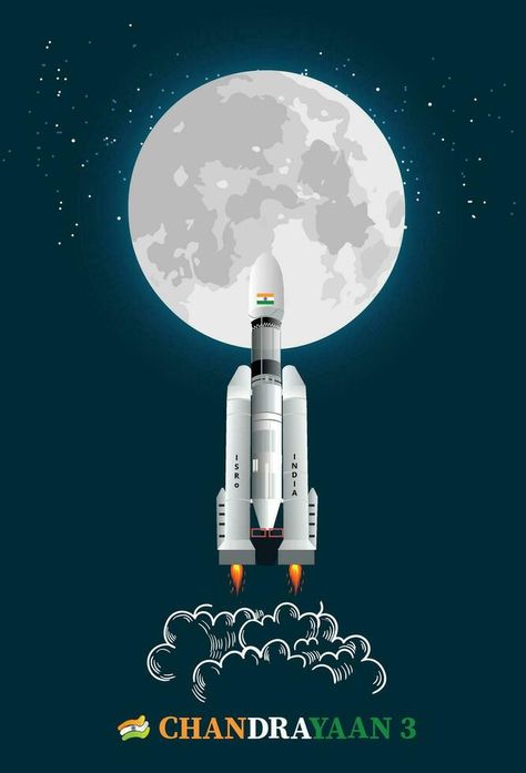 Chandrayaan indian rocket vector illustration.Chandrayaan rocket mission launched by India 2023 with tricolor Indian flag.Chandrayaan-3 Successful Launch Illustration - ISRO Moon Mission. Isro Rocket Drawing, Rocket Vector Illustration, Chandrayan 3 Drawing Sketch, Chandrayan 3 Image Rocket, Chandrayaan 2 Drawing, Isro Drawing, Chandrayaan 3 Images, Chandrayaan 3 Poster, Chandrayaan 3 Drawing