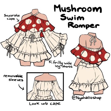 Mushroom Clothes Drawing, Mushroom Dress Drawing, Mushroom Outfit Drawing, Art Clothing Ideas, Dnd Inspiration, Fashion Illustration Collage, Clothing Sketches, Creative Drawing Prompts, Clothing Design Sketches