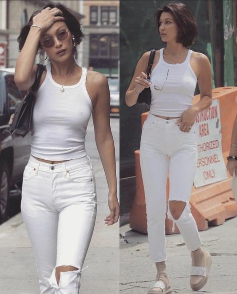 Smart Casual Winter Outfits, Bobs Outfit, Super Short Bobs, Bella Hadid Hair, Bob Pendek, House Logos, Jeans Heels Outfit, Jeans Outfit Women, Bella Hadid Outfits