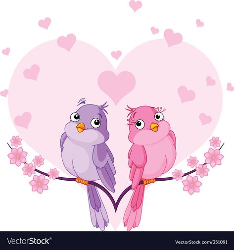 Love birds Royalty Free Vector Image - VectorStock Birds In Love, Purple Bird, Bird Clipart, Owl Pattern, Cartoon Birds, Love Backgrounds, Pink Bird, Art Drawings For Kids, Cartoon Clip Art