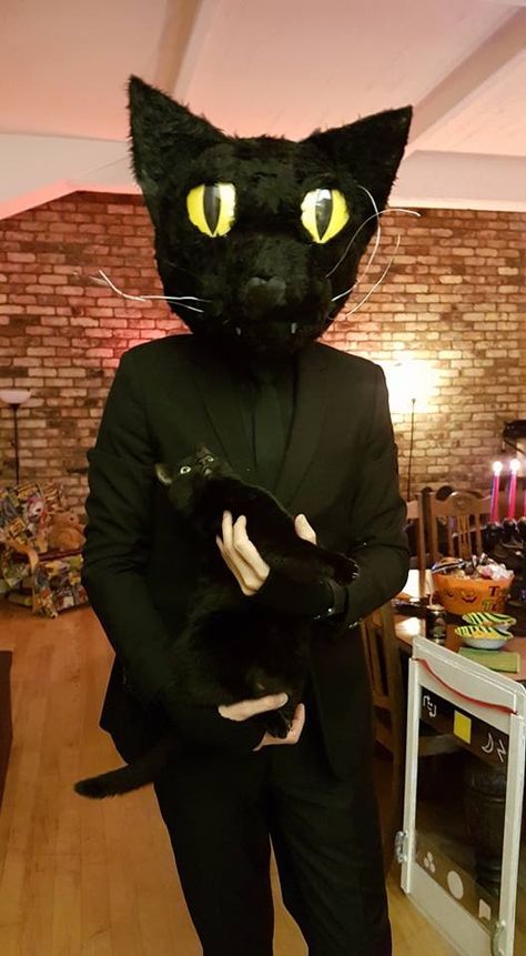 Man makes epic cat costume and his cat's reaction is hilarious! (Gallery) Halloween Imagenes, Best Couples Costumes, Funny Guy, Best Friend Halloween Costumes, Halloween Memes, Halloween Costumes Friends, A Black Cat, E Card, Funny Animal Pictures