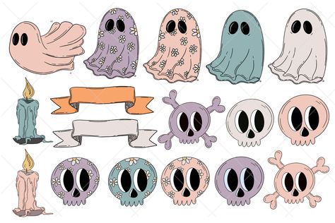 Cute Halloween Clipart Free Printable, Goth Clipart, Groovy Clipart, Groovy Classroom Decor, Halloween Clipart Free, Spooky Clipart, Groovy Classroom, Cute Halloween Clipart, Ghost Clipart