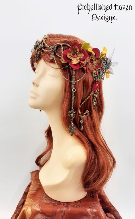 Fall Fairy Headpiece, Demeter Costume, Autumn Fairy Costume, Fairy Queen Crown, Fall Fairy Costume, Autumn Crown, Faerie Costume, Melanie Concert, Fairy Headpiece